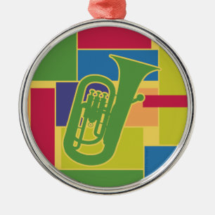 Euphonium Colorblocks Verzierung Silbernes Ornament