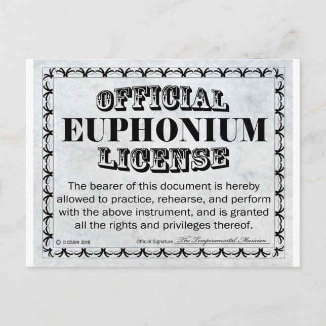 Euphonium-Lizenz Postkarte (Vorderseite)