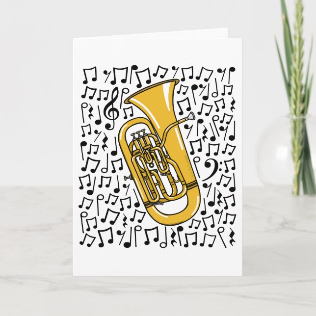 Euphonium Musical Notes Brass Musician Feiertagskarte (Vorderseite)