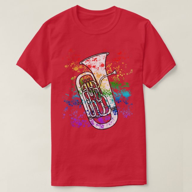 Euphonium Rainbow Colors Euphoniumist Blasmusik T-Shirt (Design vorne)