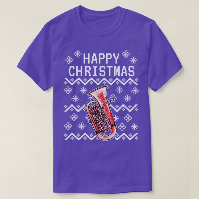 Euphonium Ugly Christmas Euphoniumist Brass Musici T-Shirt (Design vorne)