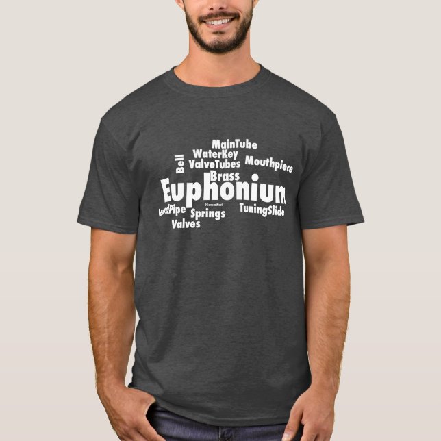 Euphonium Word Cloud White Text T-Shirt (Vorderseite)