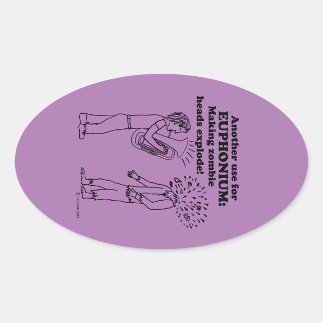 Euphonium Zombie Explode Oval Sticker (Vorderseite)