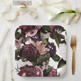 Euphoria Black Floral Wedding Paper Tellers Pappteller