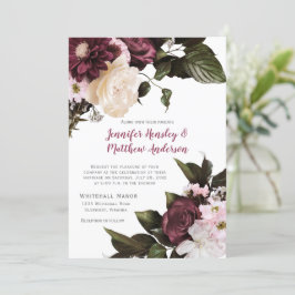 Euphoria Blush Pink und Burgundy Floral Wedding Einladung