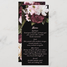 Euphoria Burgundy & Pink Floral Wedding Menu Menükarte