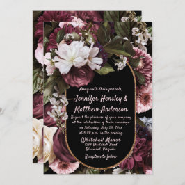 Euphoria Burgundy und Pink Rustic Floral Wedding Einladung