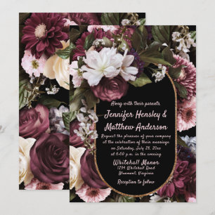 Euphoria Burgundy und Pink Rustic Floral Wedding Einladung
