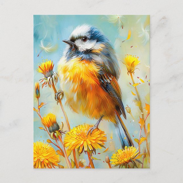 Eurasian Blue Tit in beeindruckender Landschaft Postkarte (Vorderseite)