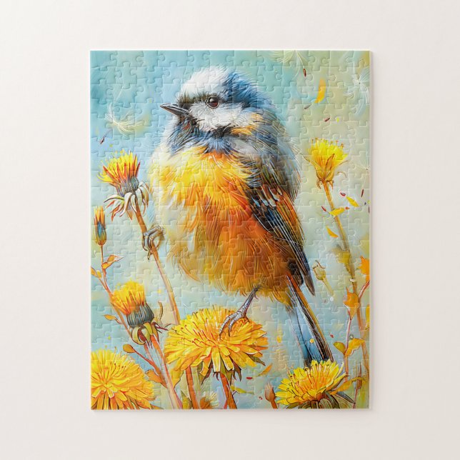 Eurasian Blue Tit in beeindruckender Landschaft Puzzle (Vertikal)