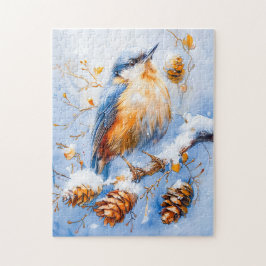 Eurasian Nuthatch in beeindruckender Stilmalerei Puzzle