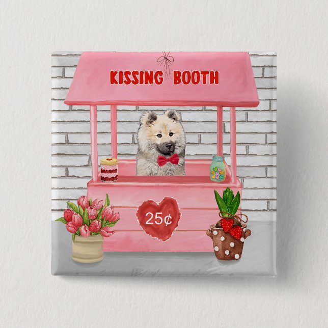 Eurasier Dog Valentine's Day Kissing Booth Button (Vorderseite)