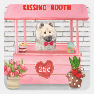 Eurasier Dog Valentine's Day Kissing Booth Quadratischer Aufkleber