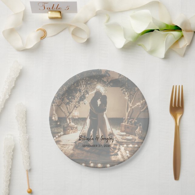 Eure eigenen Fotos verblasst Hochzeit Pappteller (Hochzeit)