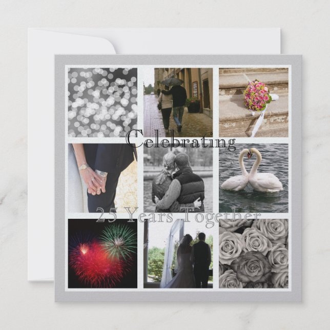 Eure Foto Collage Elegantes Jubiläum Einladung (Vorderseite)