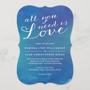 Eure Liebe Wasserfarbe Hochzeit / Ozean Blau Einladung