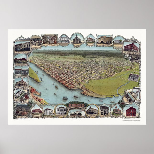 Eureka, CA Panoramic Map - 1902 Poster (Vorne)