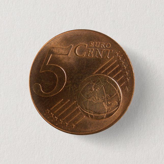 Euro 5 Cent Geldmünze Button (Vorderseite)