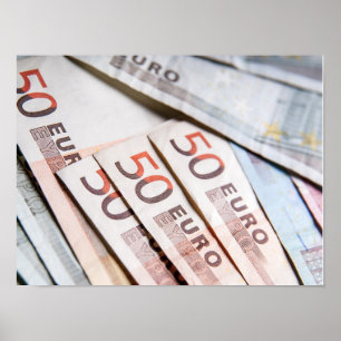 Euro-Banknoten Nahaufnahme-Foto Geldersparnis Fi Poster