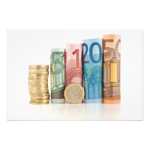 Euro-Banknoten und -Münzen Fotodruck
