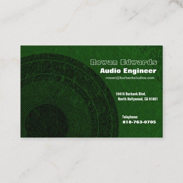 Euro Business Card für Audioingenieur Visitenkarte (Vorderseite)