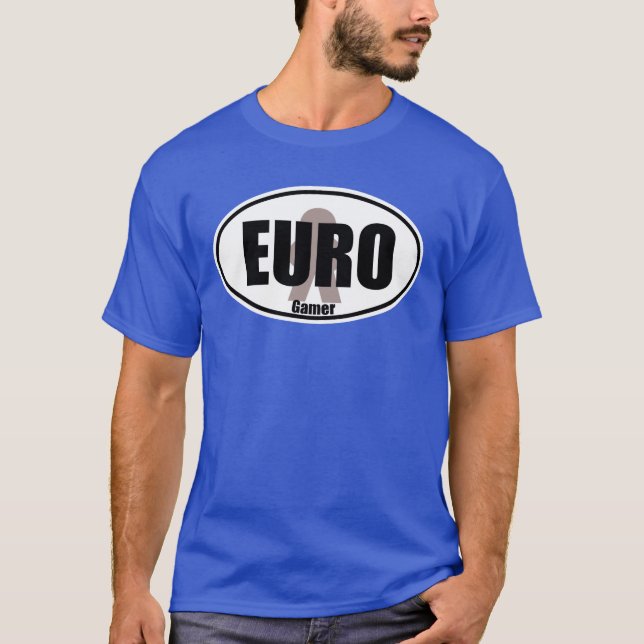 Euro Gamer Dark Decal Oval Meeple Tabletop Spaß T-Shirt (Vorderseite)