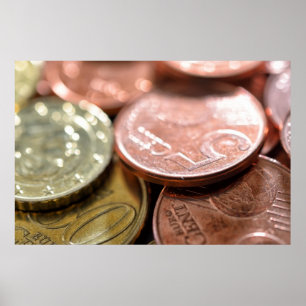 Euro-Münzen unter Sonnenlicht Poster