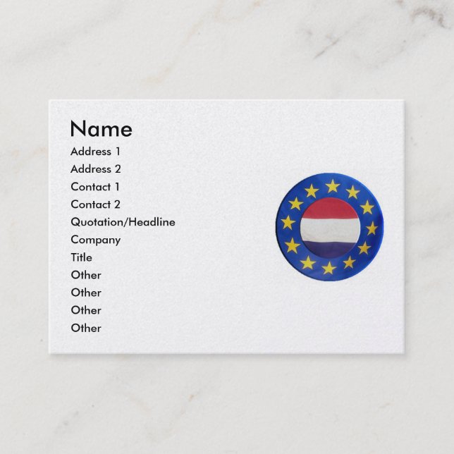 Euro Netherlands Business Card Visitenkarte (Vorderseite)