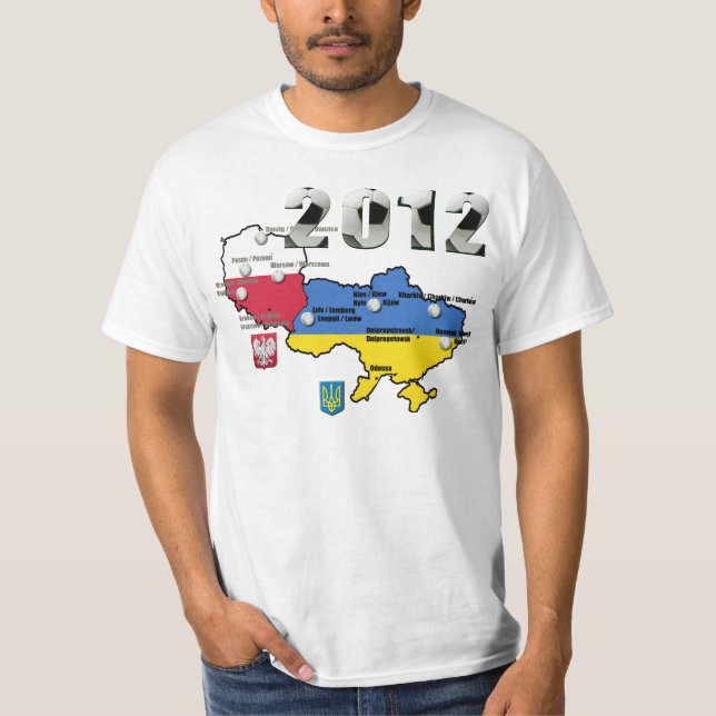 Euro-Polen-Flagge 2012 Ukraine kennzeichnet T-Shirt (Vorderseite)