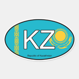 Euro-Sticker für Kasachstan Ovaler Aufkleber