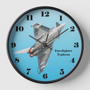 Eurofighter Typhoon auf blau alle Zahlen Wanduhr