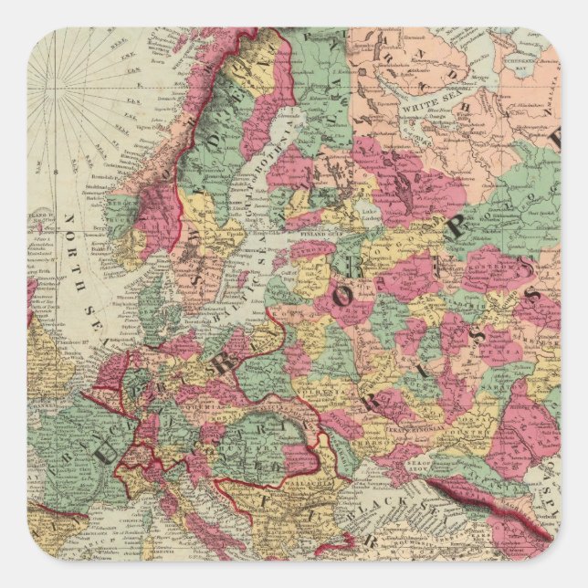 Europa 15 quadratischer aufkleber (Vorderseite)