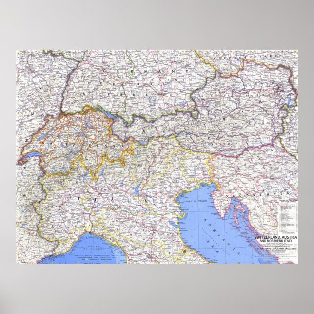 " Europa: 1965/heute - Karte der Alpenländer ... Poster (Vorne)