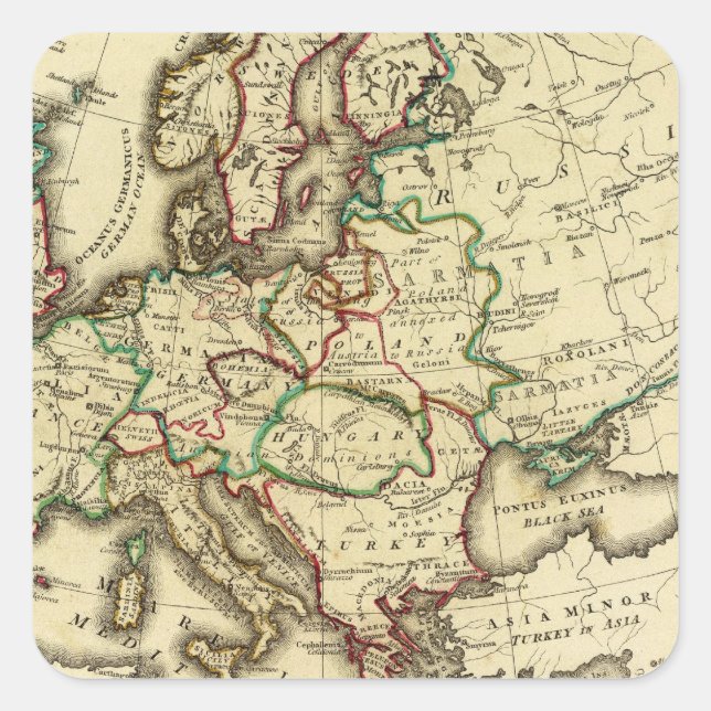 Europa alt, modern quadratischer aufkleber (Vorderseite)