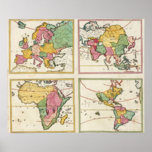 Europa, Asien, Afrika, Amerika Poster