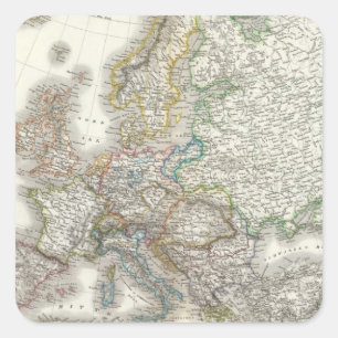 Europa-Atlas-Karte Quadratischer Aufkleber