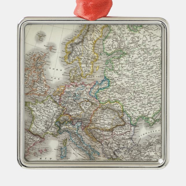 Europa Atlas Karte Silbernes Ornament (Vorne)