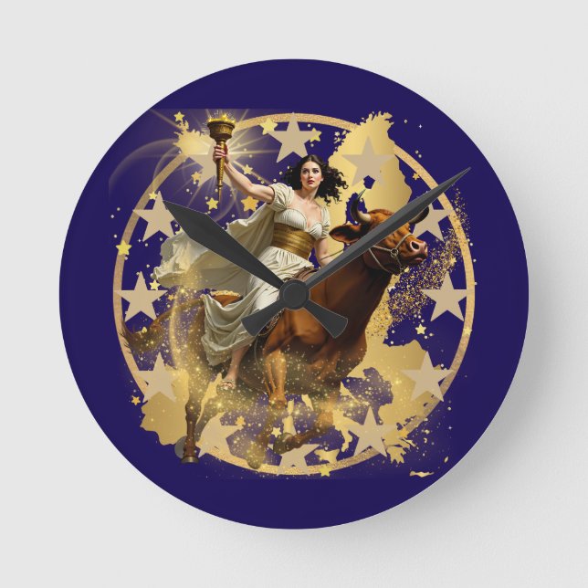 Europa Aurora Runde Wanduhr (Vorderseite)