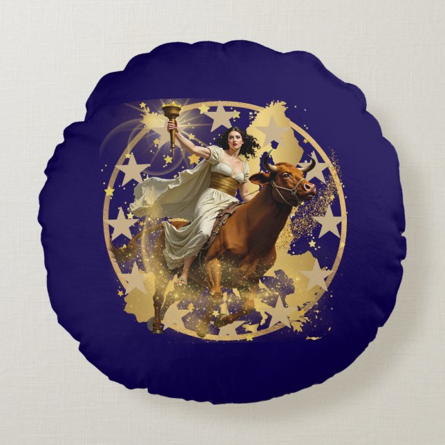 Europa Aurora Rundes Kissen (Vorderseite)