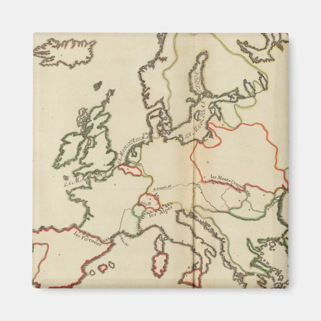 Europa, Berge und Flüsse Magnet (Vorne)