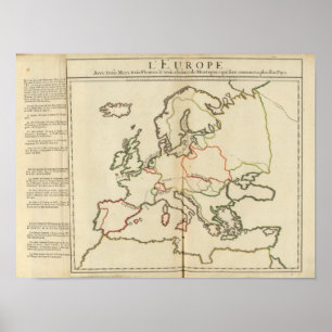 Europa, Berge und Flüsse Poster