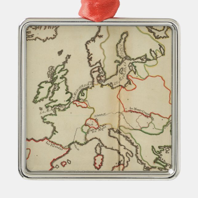 Europa, Berge und Flüsse Silbernes Ornament (Vorne)