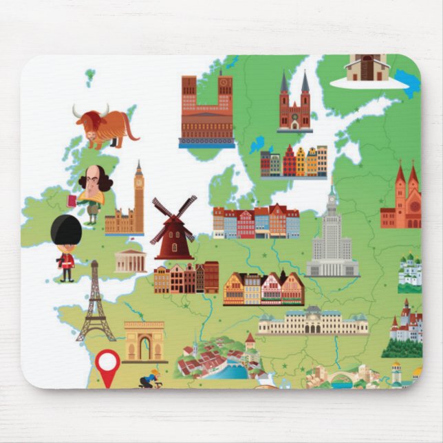 Europa-Cartoon-Karte Mousepad (Vorne)