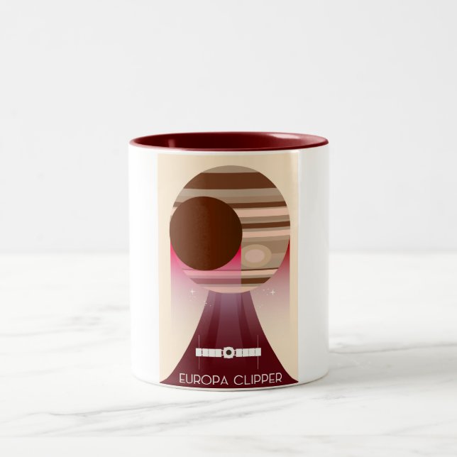 Europa Clipper Space Art Zweifarbige Tasse (Mittel)