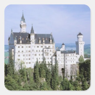 Europa, Deutschland, Neuschwanstein-Schloss Quadratischer Aufkleber