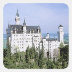 Europa, Deutschland, Schloss Neuschwanstein, gebau Quadratischer Aufkleber