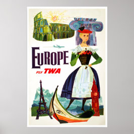 Europa Druck Europäischer Reisender Kunst TWA Davi Poster