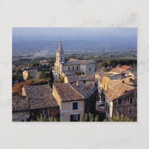Europa, Frankreich, Bonnieux. Abendlicht fällt Postkarte