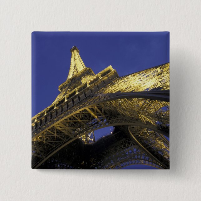 Europa, Frankreich, Paris, Eiffelturm, Abend 2 Button (Vorderseite)