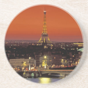 Europa, Frankreich, Paris. Sonnenblick auf Eiffel Sandstein Untersetzer